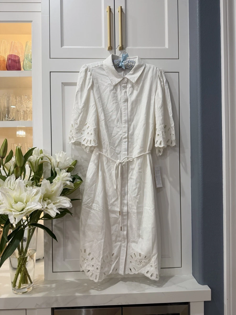 nanette lepore lace midi shirt dress Nanette Lepore Women's Maxi Linen-Blend Shirt Dress - White