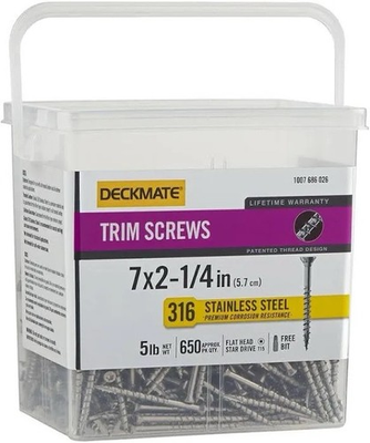#ad DECKMATE Marine Grade Stainless Steel #7 X 2 1 4 in.Wood Trim Screw 5lb $60.00