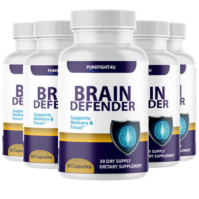 Brain Defender Capsules,  Advanced Cognitive Formula Supplement - 5 Bottles