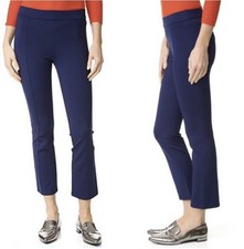 Tory Burch Women’s  Blue Slim Fit  Flat Front Straight Leg Trousers Pants Medium