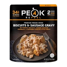 Camping & Emergency Prep Food | 2 Servings Pouches, Biscuits & Sausage Grav