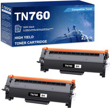 TN760 TN730 Compatible Toner Cartridge (Black,2 Pack) Replacement for Brother TN