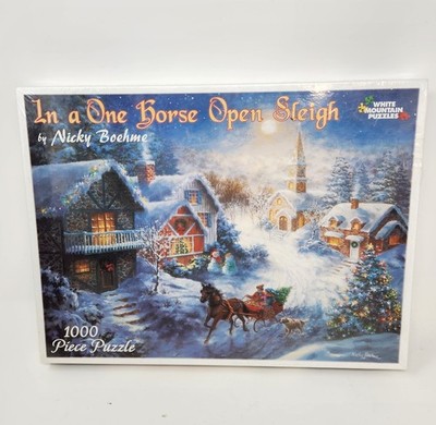 In A One Horse Open Sleigh Nicky Boehme White Mountain Puzzle Sealed Christmas 