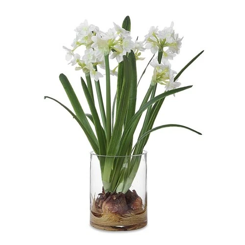 Uttermost 60228 Lacey Daffodil 17" Tall Glass Faux Flora Planter - Clear - Picture 1 of 4
