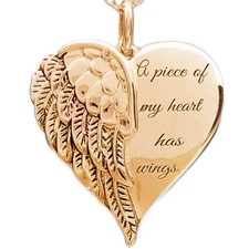 Heart Shape Angel Wing Necklace Chain Pendant Christmas Present Women Gift