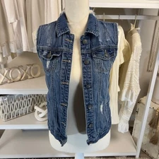 Hippie Laundry women's size XS blue denim vest, blue jean vest, casual, #2850