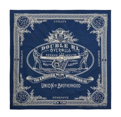 RRL Ralph Lauren Cotton Indigo Bandana Logo DOUBLE RL Made In