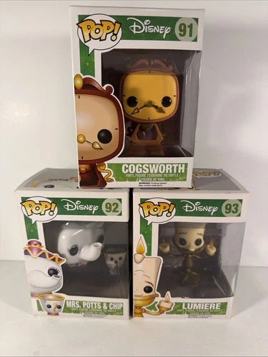 NIB Funko Pop! Disney Beauty & The Beast #91 Cogsworth #92 Potts #93 Lumiere