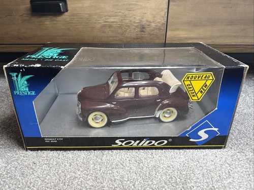SOLIDO PRESTIGE DIECAST 1/18 RENAULT 4 CV CONVERTIBLE BURGUNDY 8048