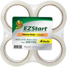 Duck EZ Start 1.88 in. x 54.6 yd. Clear Acrylic Packing Tape, 4-pack 88545