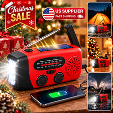 Emergency Wind Up Solar Hand Crank Radio Power Bank Charger FM/AM Torch