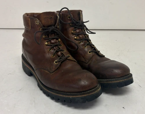 Vintage Chippewa Brown Leather Ankle Boots Vibram Soles US Men's 9 GREAT