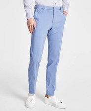 $95 NEW TOMMY HILFIGER MENS 42X30 SOLID LIGHT BLUE TH FLEX KHAKI/CHINO PANTS