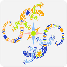 Aztec Lizards Wall Stencil 11.8X11.8 Inch Hollow Out Plastic Reusable Stencil fo