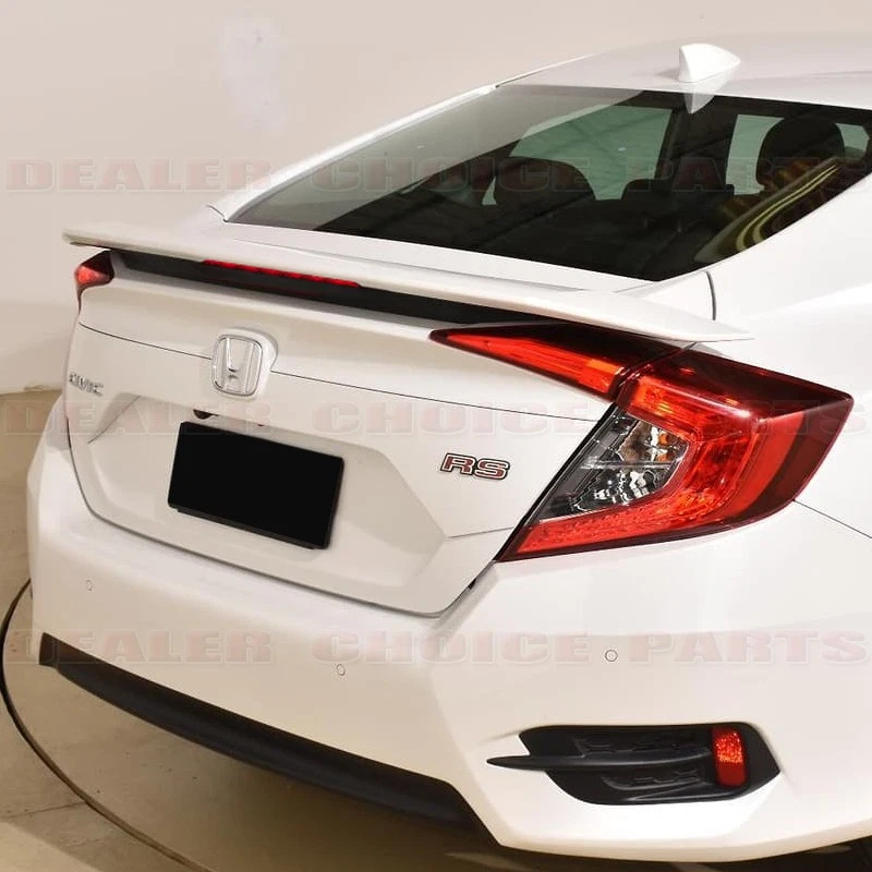 Honda Civic 2016 17 18 19 2020 2021 sedán estilo fábrica alerón con LED sin pintar Foto 2 de 4