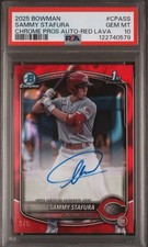 SAMMY STAFURA 2025 BOWMAN CHROME RED LAVA AUTO /5 #CPASS PSA 10 POP 1