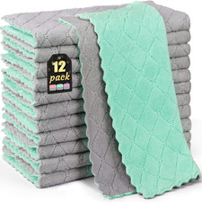 12 Pack Kitchen Cloth Dish Towels, 12x12 inch Soft Premium Dishcloths, Absorbent