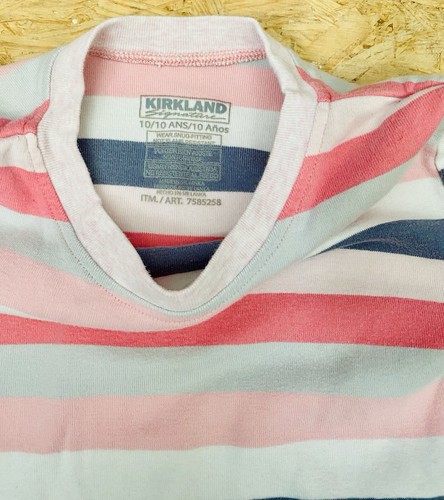 Kirkland Girls Size 10 Cotton Pajamas Pink Stripes Snug-fit - Picture 4 of 4