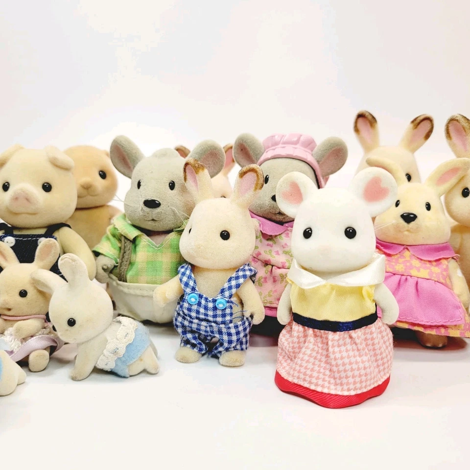 Calico Critters Sylvanian Families 25 件装兔子狗猪宝宝混合 — 第 3/4 张图片