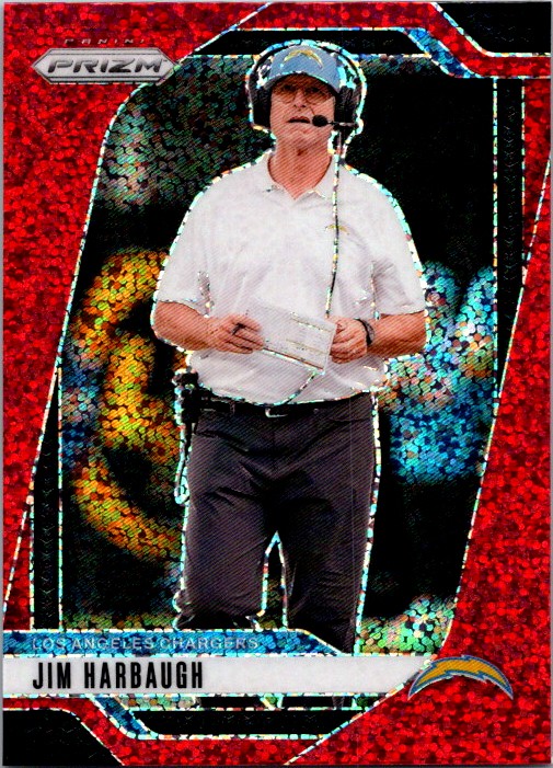 2024 Panini Prizm #163 Jim Harbaugh Red Sparkle