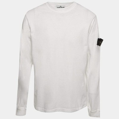 Stone Island Sweatshirt weiß Baumwolle Rundhalsausschnitt XL