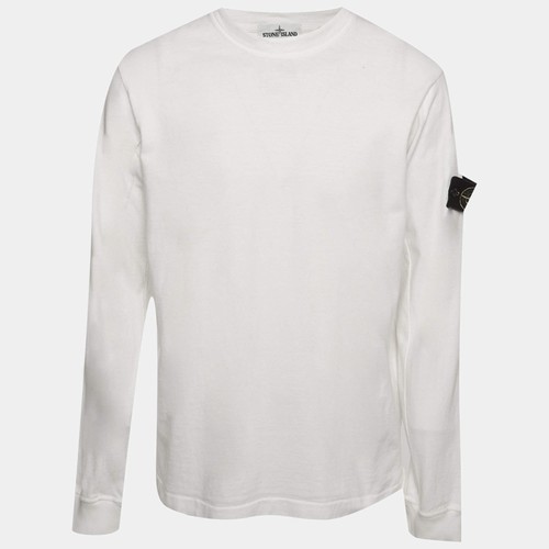Stone Island White Cotton Crewneck Sweatshirt XL - 第 1/5 張圖片