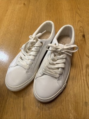 White Leather Trainer Sneakers Marks Spencer M&S Size Eur 37