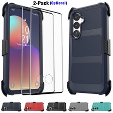 For Samsung Galaxy S24 Case Heavy Duty Shockproof Hard Clip Cover/Tempered Glass