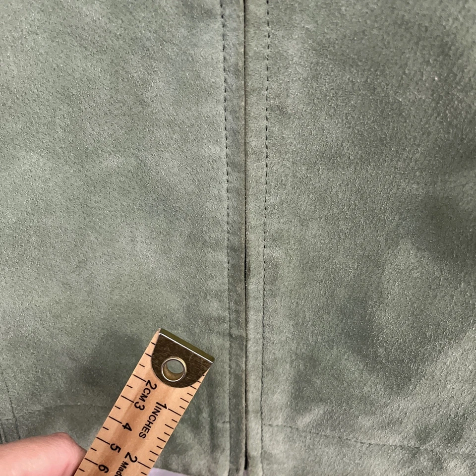 Chaqueta de cuero Chico's para mujer con cremallera completa verde lisa mediana 1 manga larga Foto 2 de 4