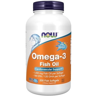 NOW Foods Omega-3 180 EPA/120 DHA, Molecularly Distilled, 200 Softgels