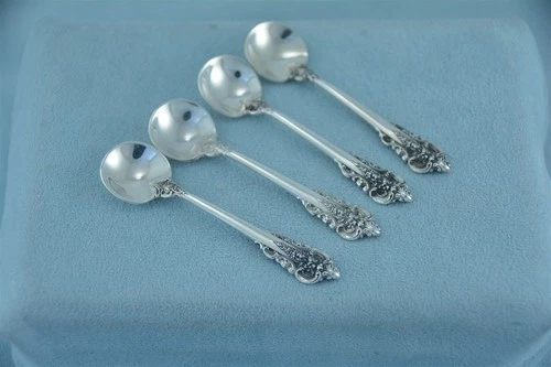 4 Wallace Grande Baroque Sterling Silver 2-1/2" Salt Spoon No Monogram
