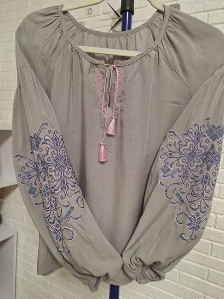 Women Blouse Grey Viscose 36