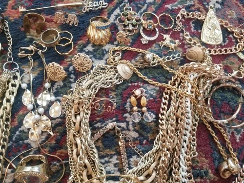 Huge Jewelry Lot Vintage Modern Estate Costume Rings Earrings Necklaces and More