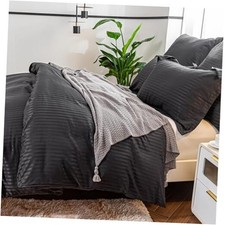 Black Striped Hotel Duvet Cover 3 Pcs Queen U.S. Standard Black Pin Striped