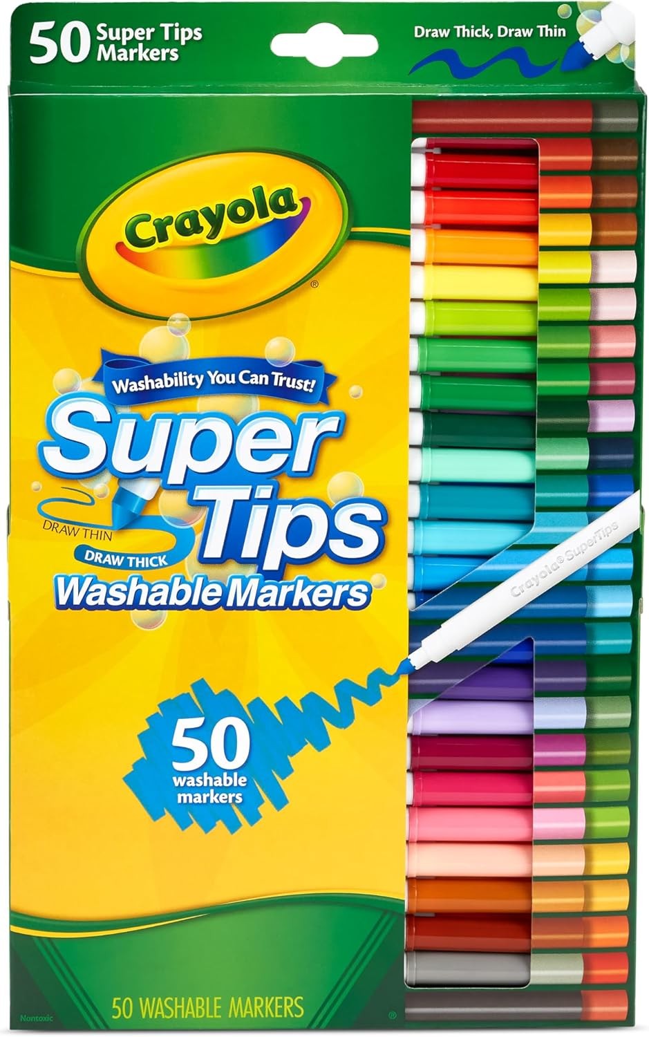 CRAYOLA SuperTips Washable Markers Pack of 50 - Assorted Colours Felt Tip Pens