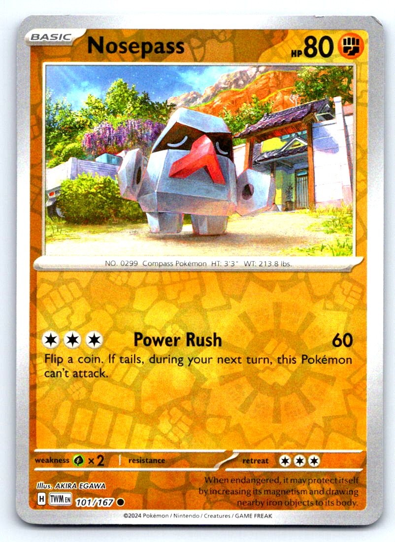 Pokemon Nosepass SV06: Twilight Masquerade TWM Reverse Holo 101/167 NM Common AK