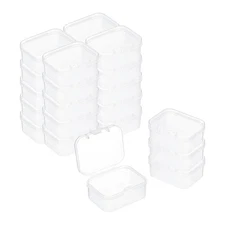 24 Pcs Mini Clear Plastic Container Box, 2.1"x1.6" Rectangle Holder Plastic Case