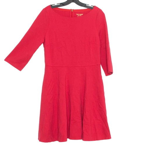 Abito Kate Spade Ponte manica 3 4 classico preppy minimalista lusso rosso grande