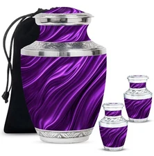 Purple Urns 10Inch + 3Inch Set Of 2 for Ashes Funeral Urn for Human