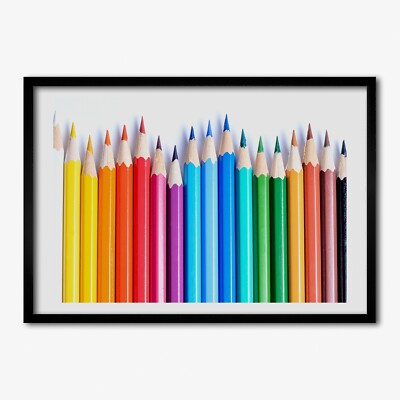 Tulup Bild MDF-gerahmte Wand-Dekor 100x70cm Bunte Bleistifte