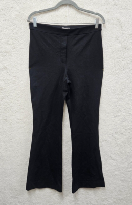 H M Women Pants Medium Black Viscose Blend High Rise Flared Leg