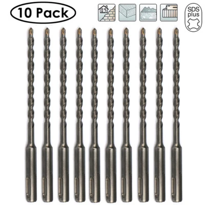 Drillforce 10PCS 1/4" X6" Rotary Hammer Drill SDS+ Masonry Concrete Drill Bits
