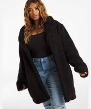 Capsule Black Faux Fur Teddy Coat - Uk 18 - Womens