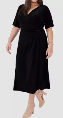 Msk Women's Black Faux Wrap Midi Dress Plus Size 2X | eBay