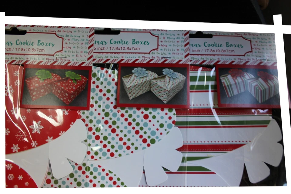 2 Christmas Cookie Treat Boxes 7" x 4.2" x 2.7" food safe foldable easy assembly - Image 3 of 4