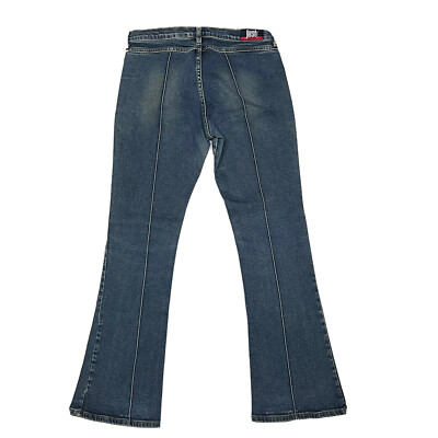 Just USA Jean Blue Denim Womens Seamed Flared Jeans Mid Rise Size