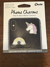 iDecoz Phone Charms Peel  Stick Metal Charms Stickers Rainbow  Unicorn New