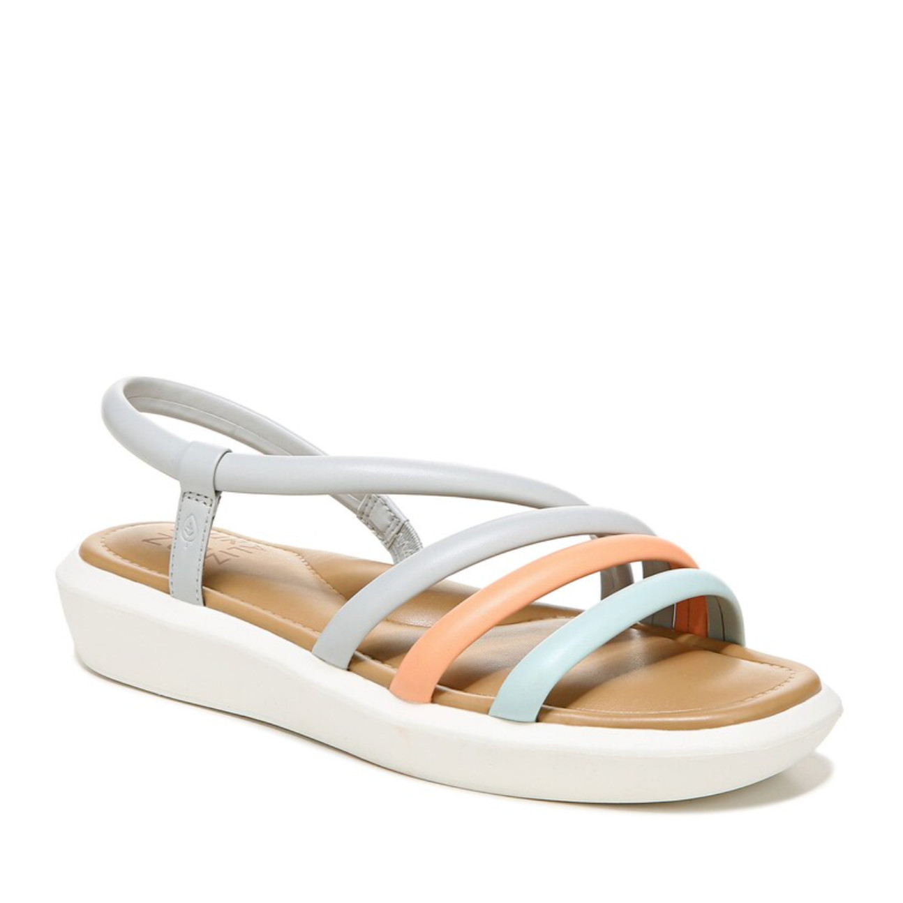 Sandalias Naturalizer Hobby Talla 6 Pastel Asimétricas Correa de Tobillo Cuña Cómoda Nuevas con Etiquetas