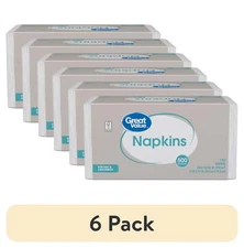 (6 pack) Great Value Disposable Paper Napkins, White, 500 Count
