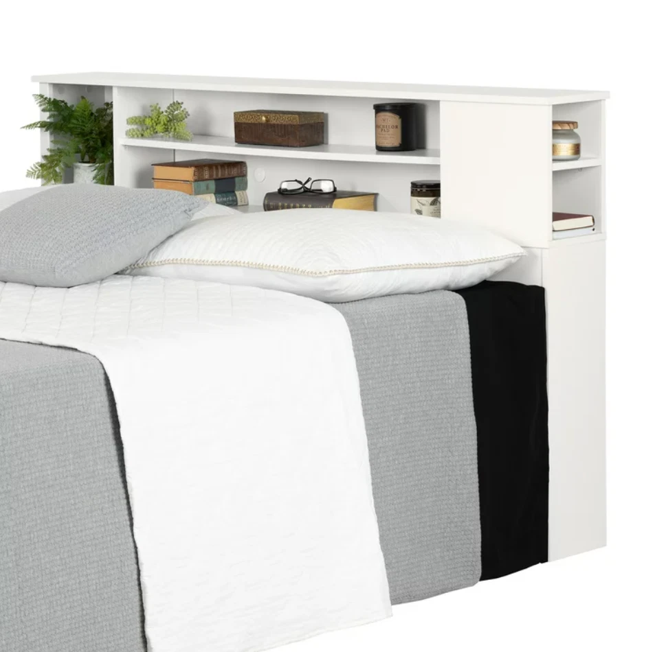 Белый полный книжный шкаф Queen изголовье деревянные полки для хранения мебель для спальни - Изображение 3 из 4